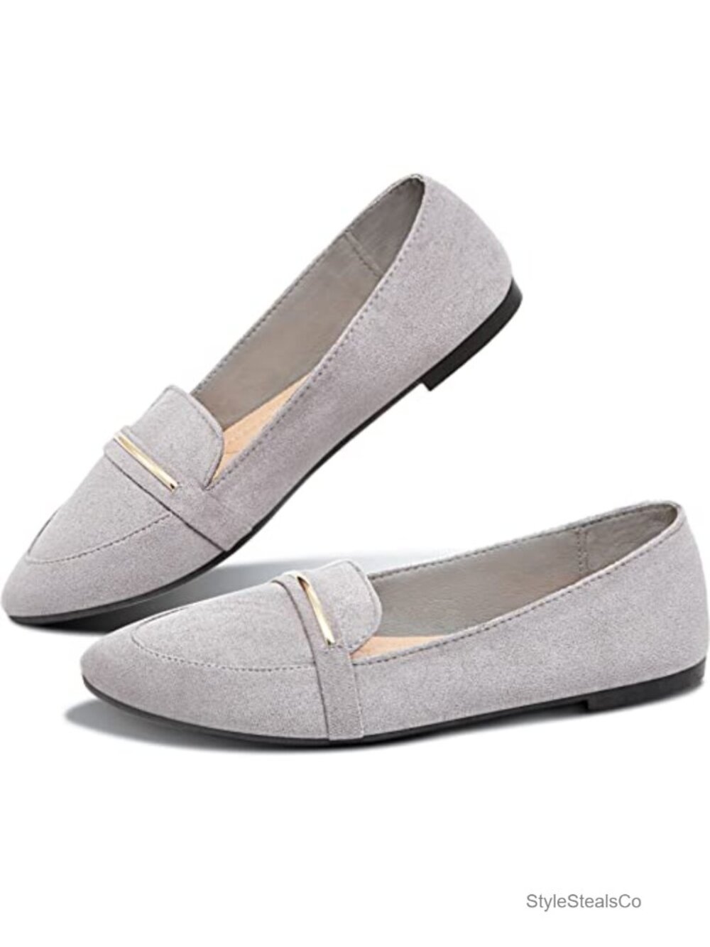 Pointy Toe Loafer Flat Faux Suede Slip On Penny Work Ballet Flat